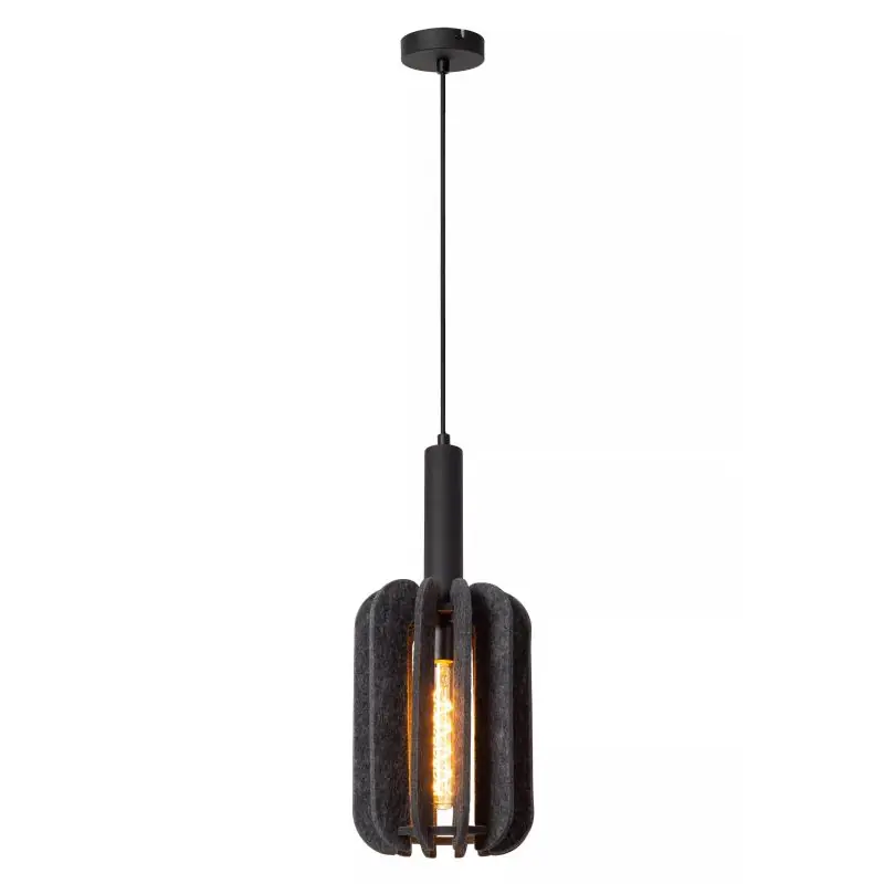 Handgemaakt Lucide Rafal - hanglamp - Ø 20 x 183 cm - grijs