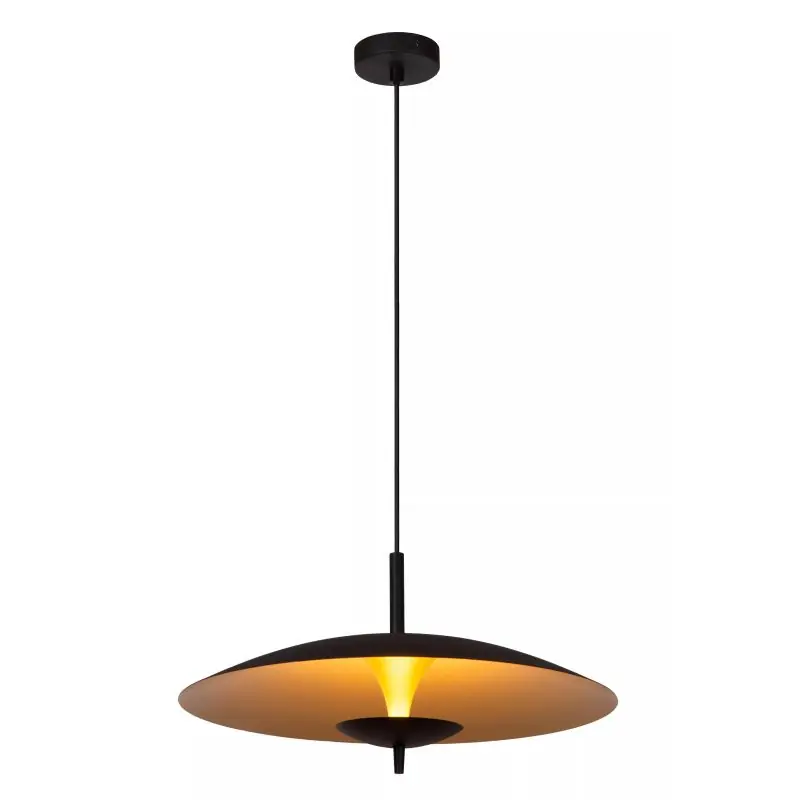 Hete Deal Lucide Vulcan - hanglamp - Ø 47 x 143,4 cm - 9W dimbare LED incl. - zwart en messing