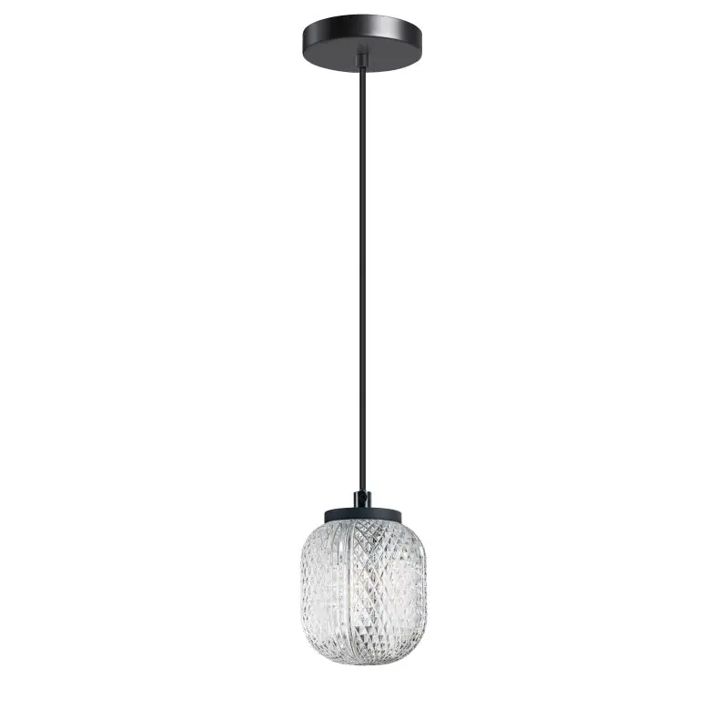 ETH Kristel - hanglamp - Ø 15 x 200 cm - transparant en zwart Betrouwbaar