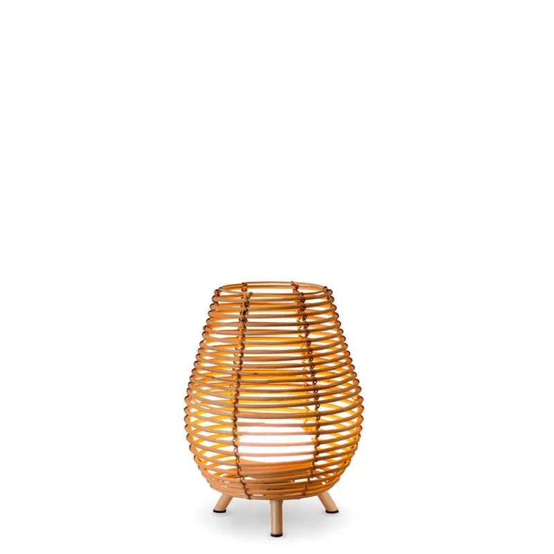 Flitsaanbieding New Garden Bossa 30 - tafellamp met draagbare oplaadbare lichtbron en afstandsbediening - Ø 22,5 x 32,5cm - 9W LED incl. - IP54 - rotan