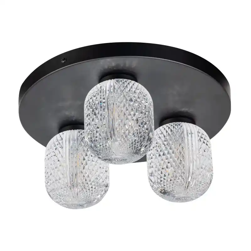 ETH Kristel - plafondlamp - Ø 32 x 15 cm - transparant en zwart Op = Op