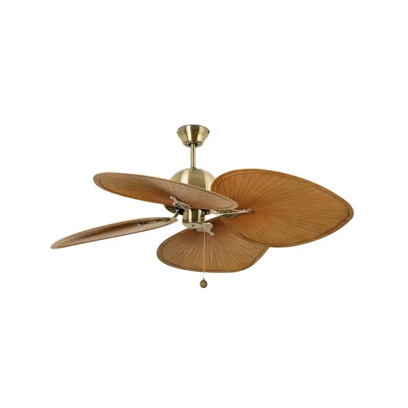 Faro Cuba - plafondventilator met trekschakelaar - Ø 132 cm - antiek messing en bruin Veilige Betaling