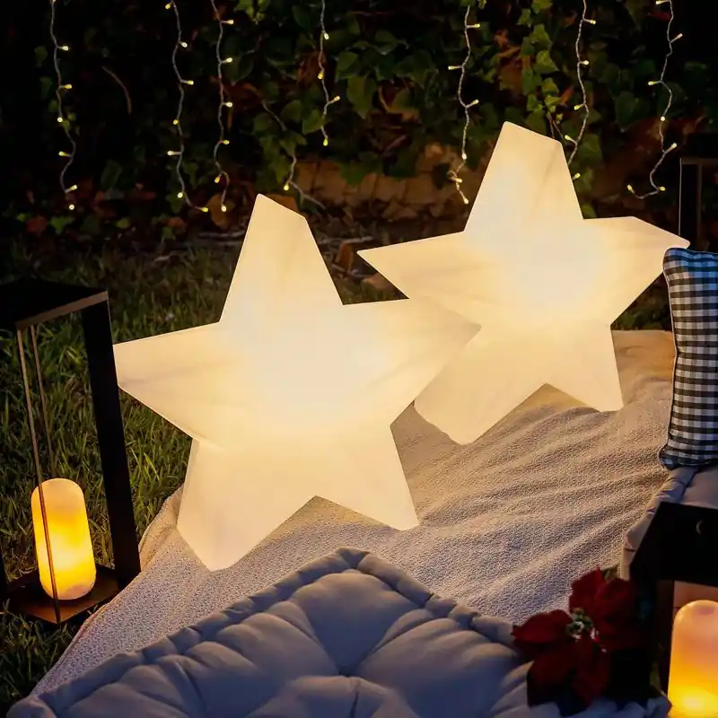 Premium New Garden Nova 60 Christmas Star - oplaadbare vloerlamp op zonne-energie met afstandbediening - 62 x 57 x 25,6 cm - 5W RGB LED incl. - IP65 - wit