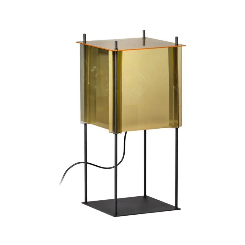 Bestseller ETH Cube - tafellamp - 25 x 25 x 53 cm - zwart, goud en zilver
