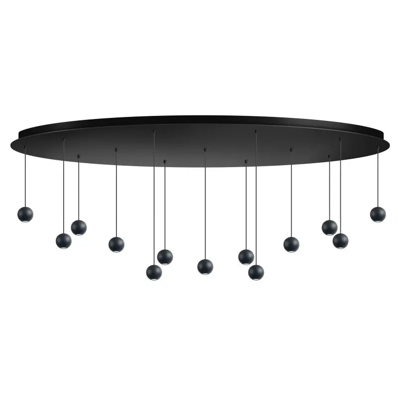 Betrouwbaar ETH Grace - hanglamp - 130 x 35 x 200 cm - 52W dimbaar LED incl. - zwart
