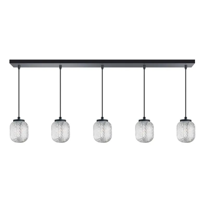 Nieuwe Collectie ETH Kristel - hanglamp - 120 x 15 x 200 cm - transparant en zwart