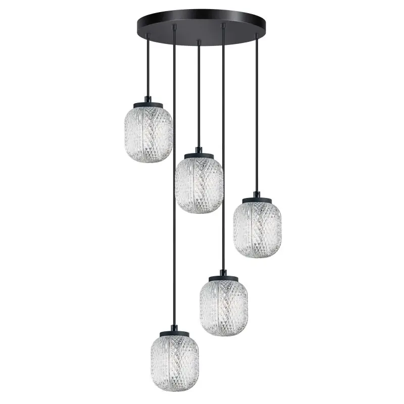 Dagaanbieding ETH Kristel - hanglamp - Ø 32 x 200 cm - transparant en zwart