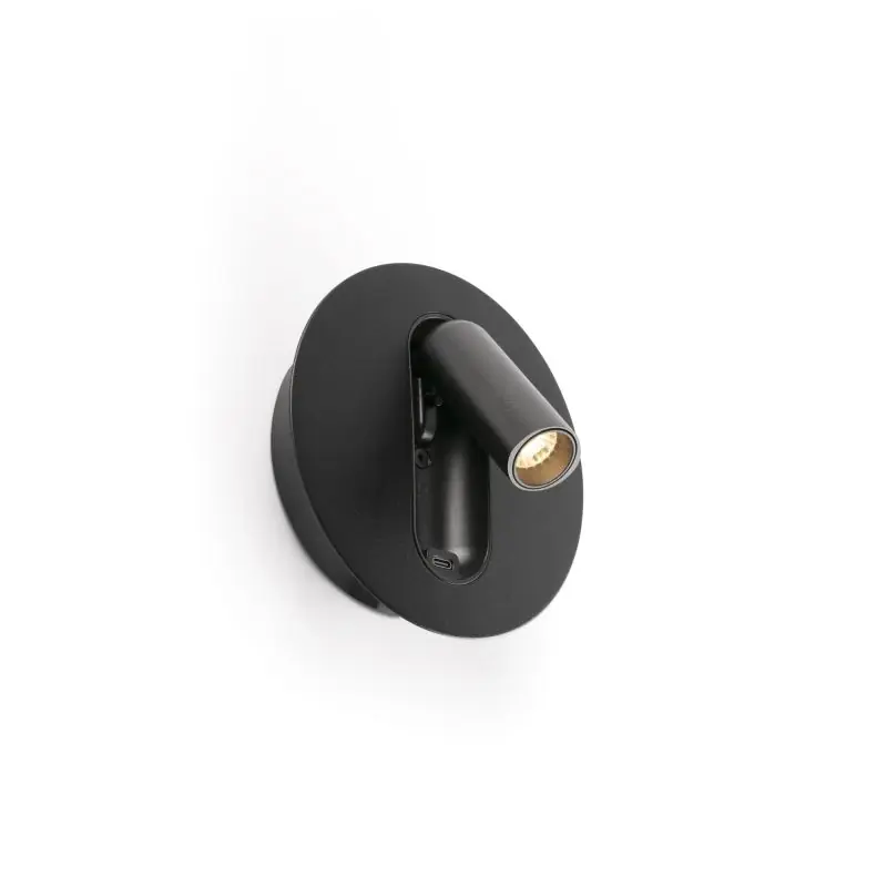 Faro Timit - bedlamp met usb poort - 5,3 x 11,2 x 3 cm - 4,5W LED incl. - mat zwart Weekendaanbieding