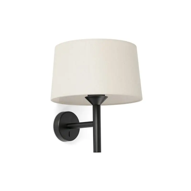 Faro Windsor - wandverlichting - Ø 29 x 39,2 x 26,5 cm - mat zwart en linnen Fabrieksprijs