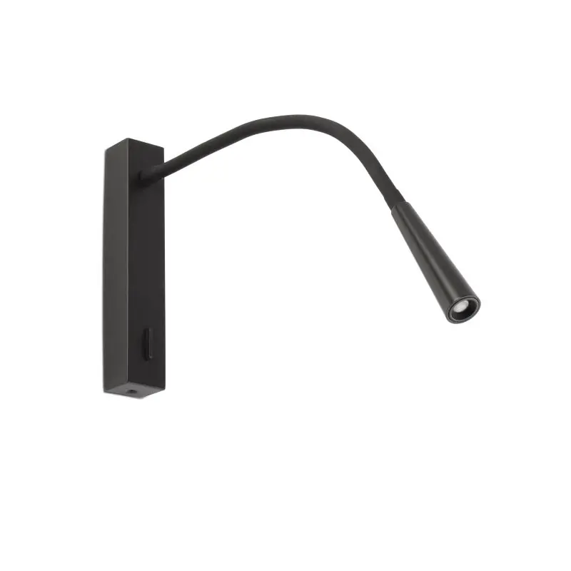 Must-Have Faro Flin - wandverlichting met schakelaar - 35,6 x 3,5 x 27,3 cm - 3W LED incl. - mat zwart