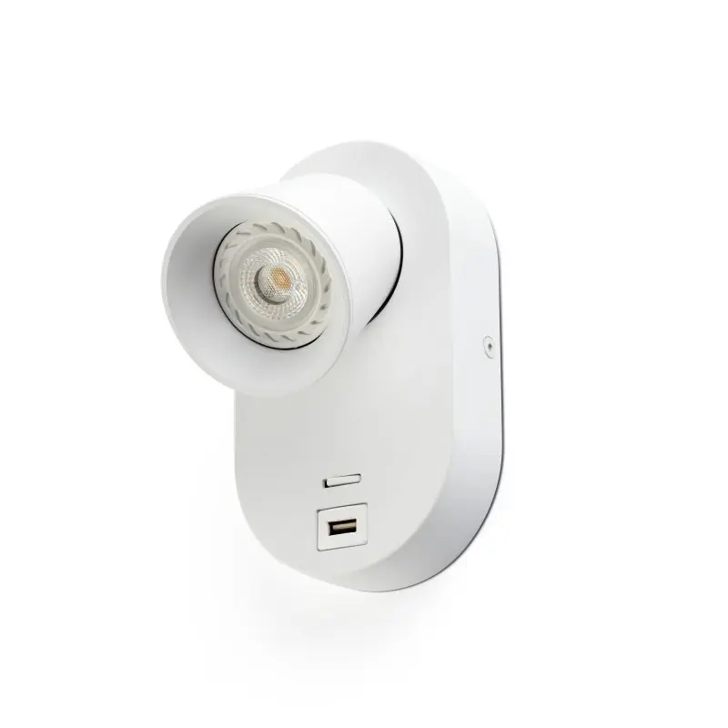 Uitverkoop Faro Corb - wandverlichting met schakelaar en USB-lader - 10 x 11,5 x 17 cm - mat wit