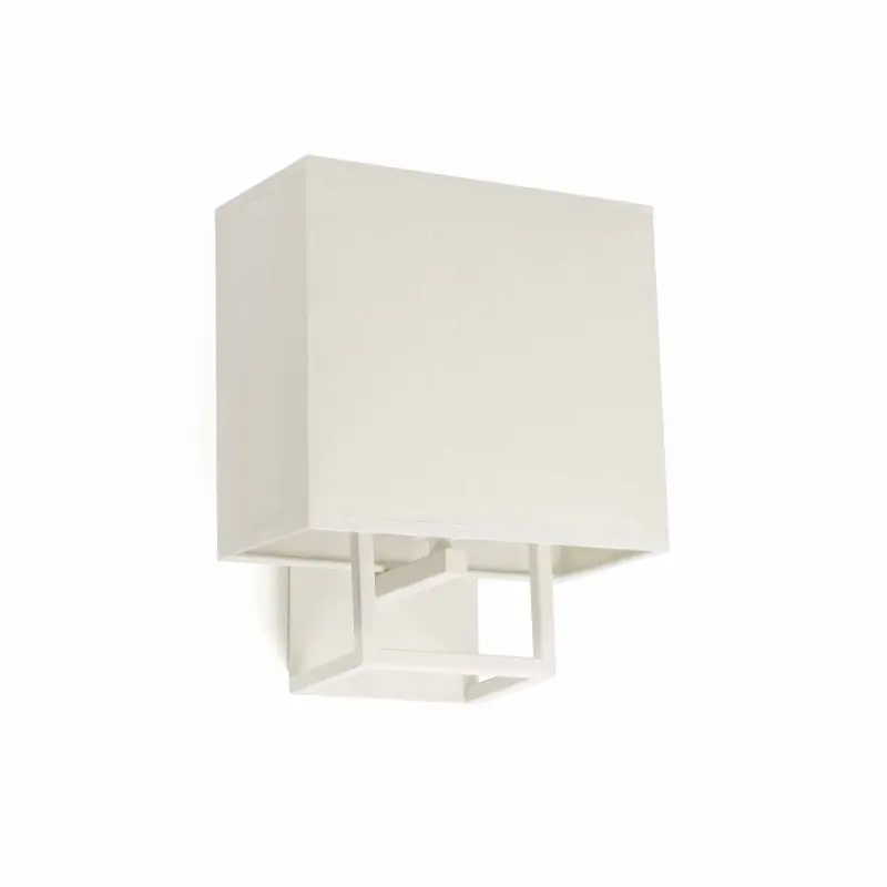 Handgemaakt Faro Vesper - wandverlichting met schakelaar - 22 x 15 x 26,5 cm - wit en beige