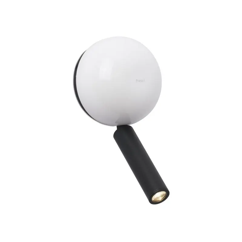 Trendy Faro Press - wandverlichting met schakelaar - 10,4 x 6,5 x 21,3 cm - 3W LED incl. - glanzend wit en zwart
