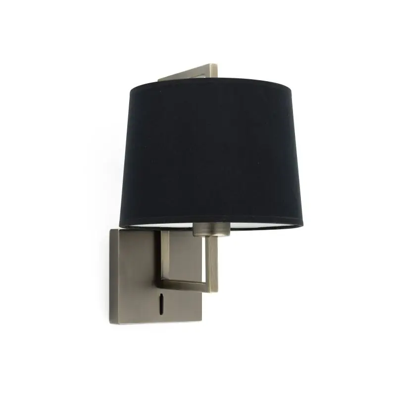 Faro Frame - wandverlichting met schakelaar - 21,5 x 28 x 17,6 cm - zwart en oud goud Ambachtelijk
