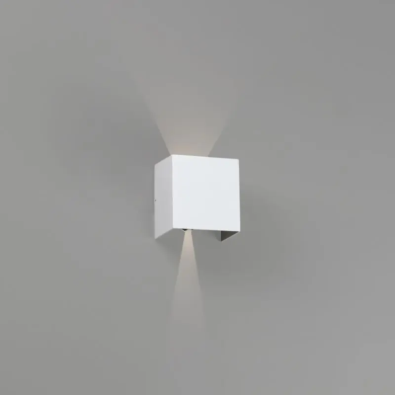 Faro Olan - wandverlichting - 14,5 x 14 x 10,5 cm - 6W LED incl. - IP65 - mat wit Direct Beschikbaar