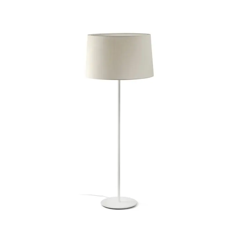 Lage Kosten Faro Windsor - vloerlamp - Ø 64 x 160 x 37,5 cm - mat wit en linnen