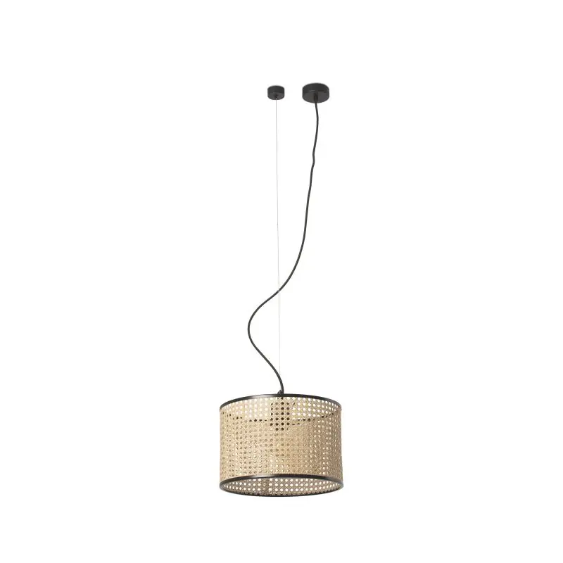 Handgemaakt Faro Mambo - hanglamp - Ø 32 x 21 cm - lichtbruin en zwart