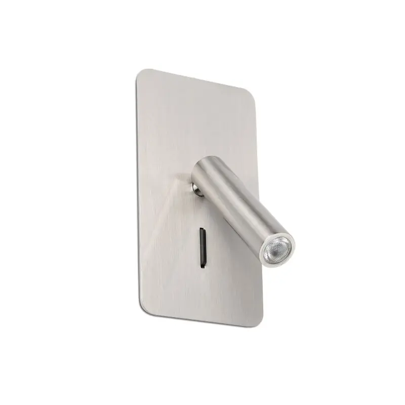 Betaalbaar Faro Suau - wandverlichting met schakelaar - 9,5 x 17 cm - 3W LED incl. - satijn nikkel