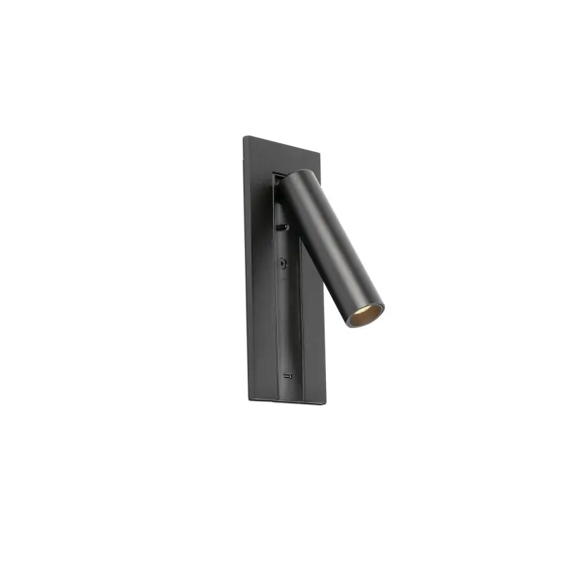 Faro Gabo - bedlamp met usb poort - 8 x 18,5 x 6,9 cm - 4,5W LED incl. - mat zwart Modern