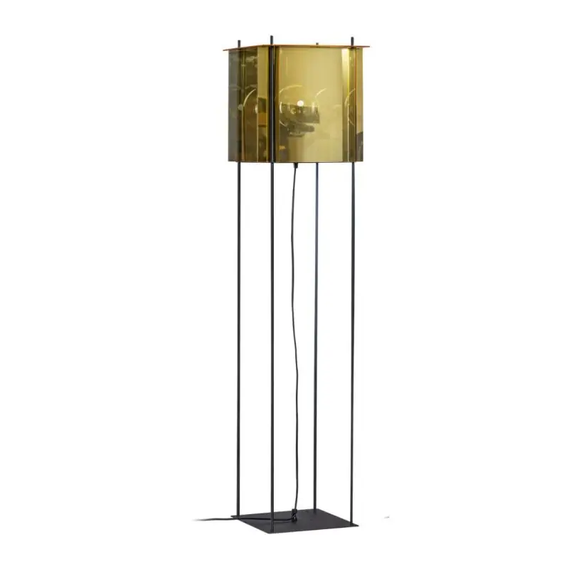 Aanbieding ETH Cube - vloerlamp - 30 x 30 x 130 cm - zwart, goud en zilver