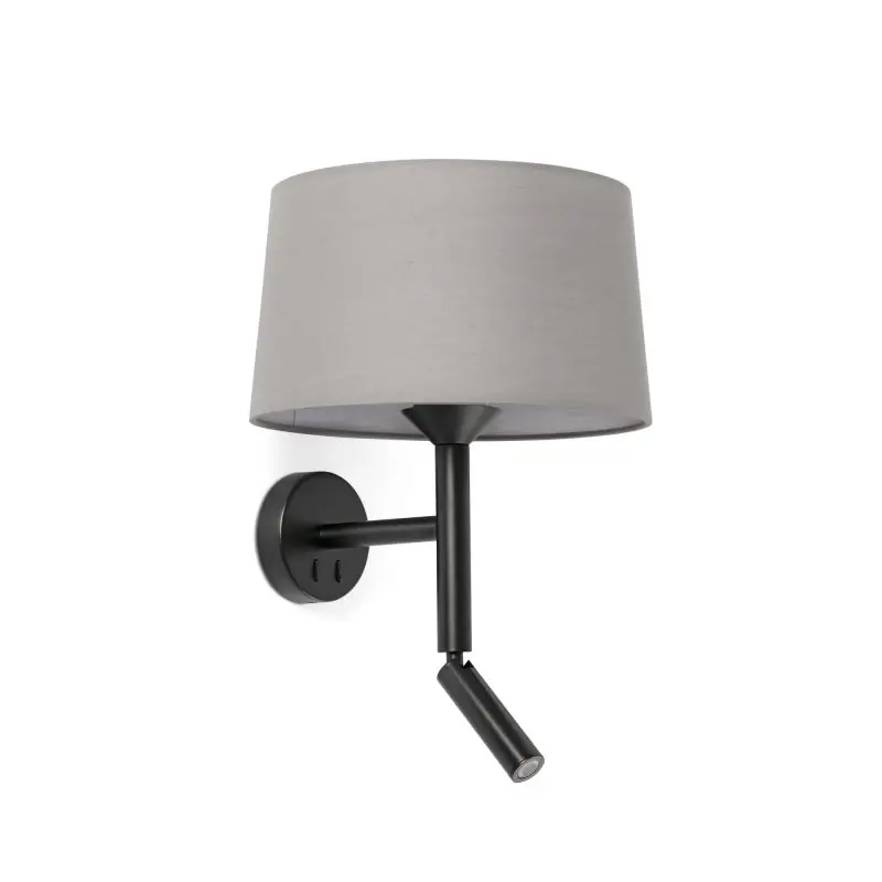 Faro Windsor - wandlamp met leeslamp - Ø 29 x 49,9 x 26,5 cm - mat zwart en grijs Nieuwe Collectie