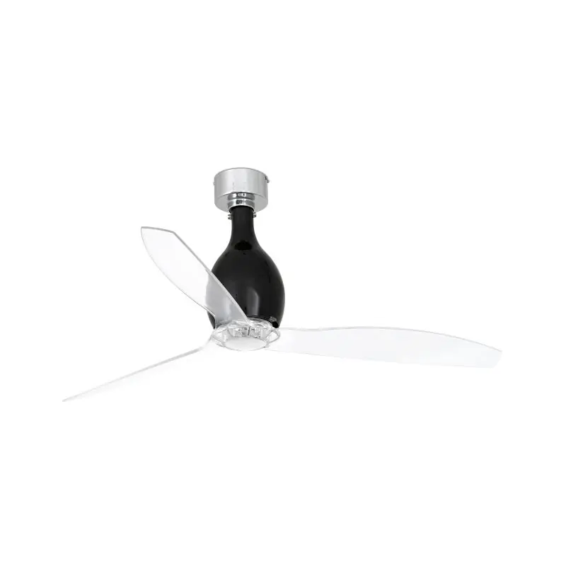 Laatste Versie Faro Mini Eterfan - plafondventilator met afstandsbediening - Ø 128 cm - mat zwart en transparant