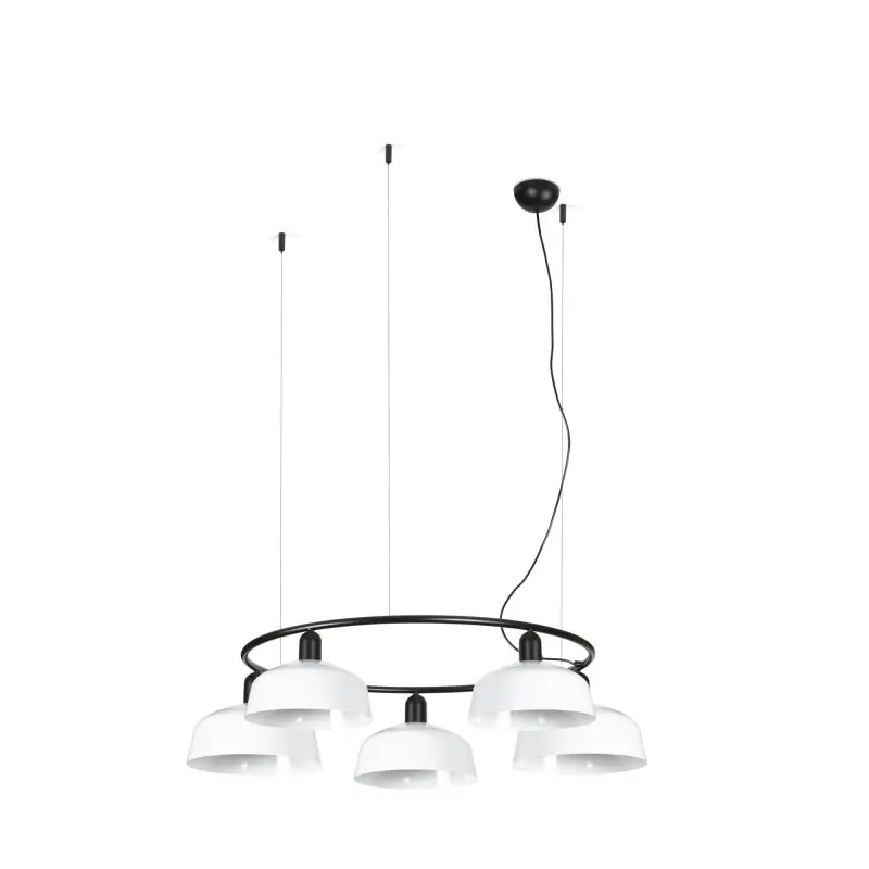 Budget Faro Tatawin M - hanglamp - Ø 96,6 x 100 x 210 cm - satijnzwart en glanswit