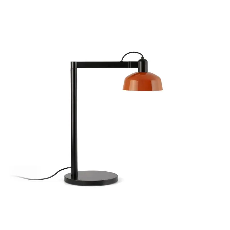 Modern Faro Tatawin - tafellamp - 25 x 45,4 x 57,5 cm - satijnzwart en glansroodachtigoranje
