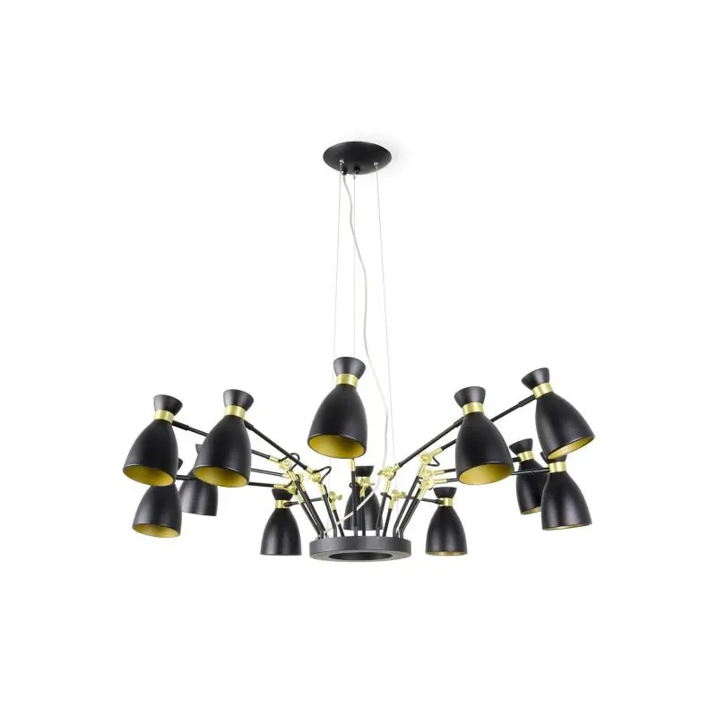 Ambachtelijk Faro Retro - hanglamp - Ø 132 x 45 cm - zwart en goud
