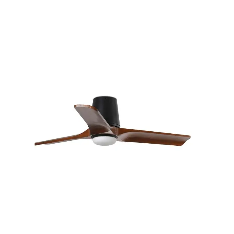 Faro Heywood Tub S - plafondventilator met licht en afstandsbediening - Ø 90 x 23,2 cm - mat zwart en donker walnoot Flitsaanbieding