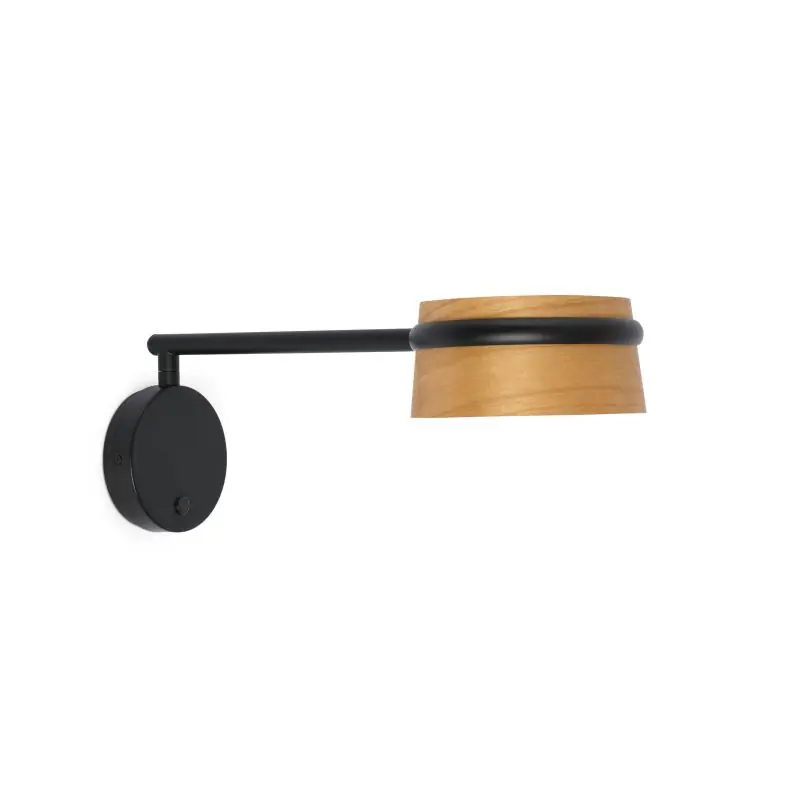 Faro Loop - wandverlichting - 19 x 50 x 32 cm - 6W dimbare LED incl. - bruin en zwart - Kersenboom hout Alleen Vandaag