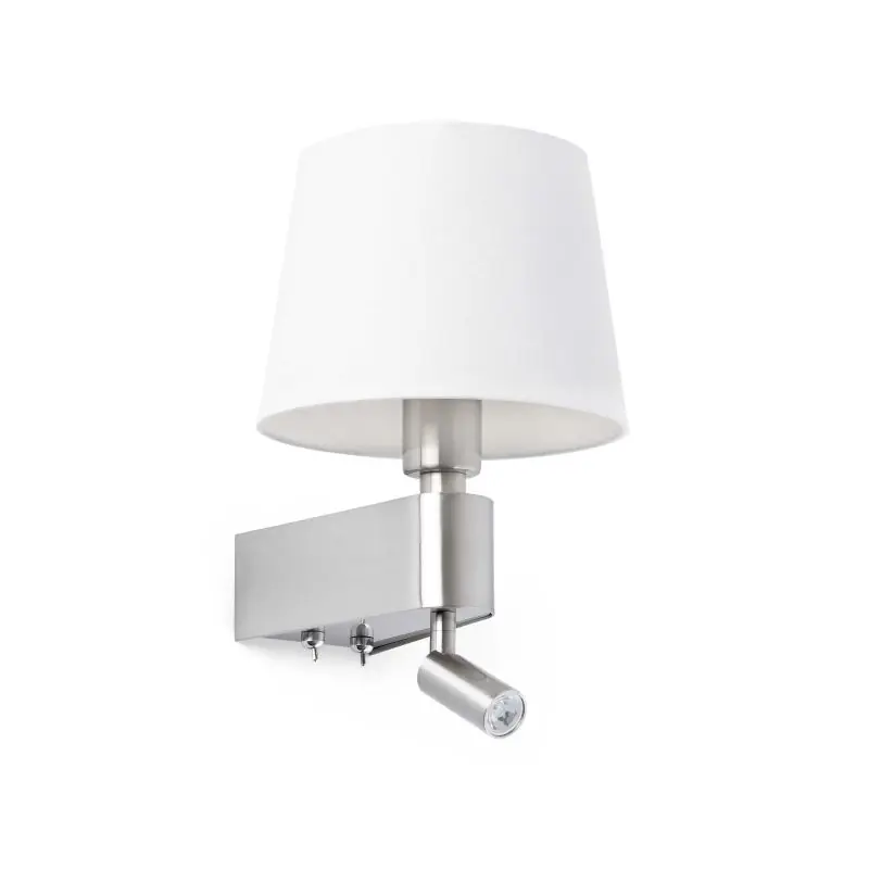 Speciale Aanbieding Faro Room - wandverlichting met schakelaar - 20 x 22,5 x 29 cm - 3W LED incl. - wit en satijn nikkel