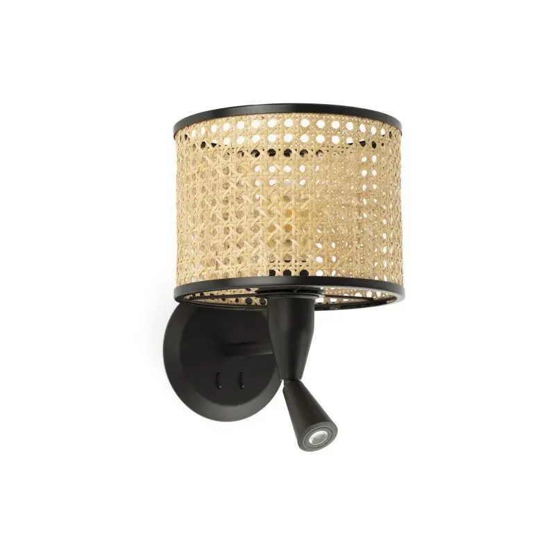 Rechtstreeks Van De Fabrikant Faro Mambo - wandverlichting met schakelaar - 21 x 17 x 17,3 cm - 3W LED incl. - bruin en zwart