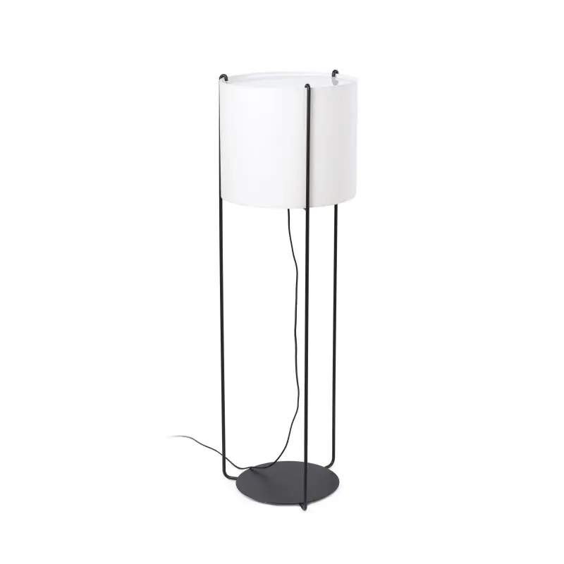 Faro Drum - staanlamp - 120 cm - zwart en beige Handgemaakt