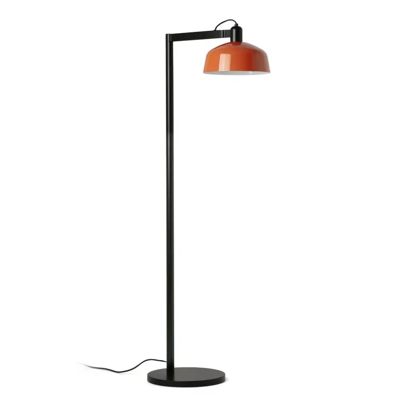Korting Faro Tatawin - vloerlamp - 30 x 47,7 x 148 cm - satijnzwart en glansroodachtigoranje