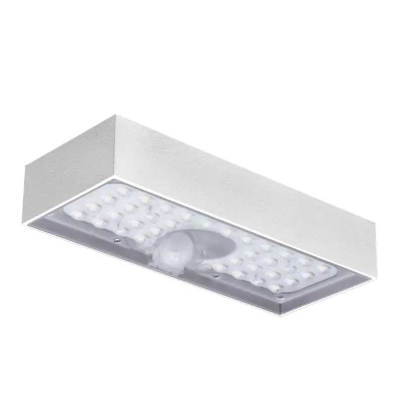Century Italia Domino - buiten wandlamp op zonne-energie met sensor - 9,7 x 4,3 x 23 cm - 6W LED incl. - IP65 - wit Gratis Retour