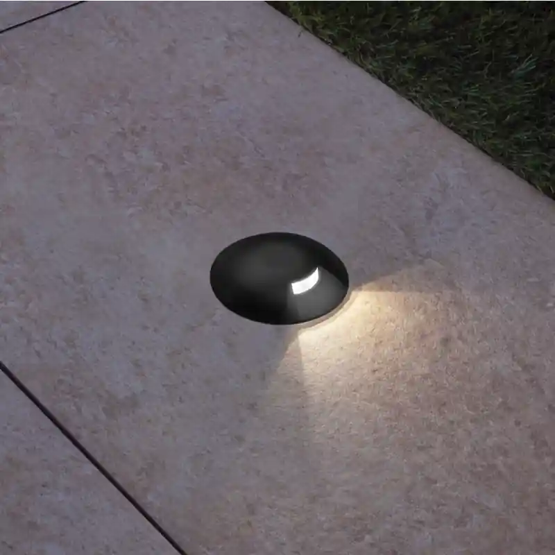 Century Italia Argo - grondspot met 1 venster - Ø5,8 x 6,5 cm - 0,75W LED incl. - 3000K - IP67 - zwart Dagaanbieding