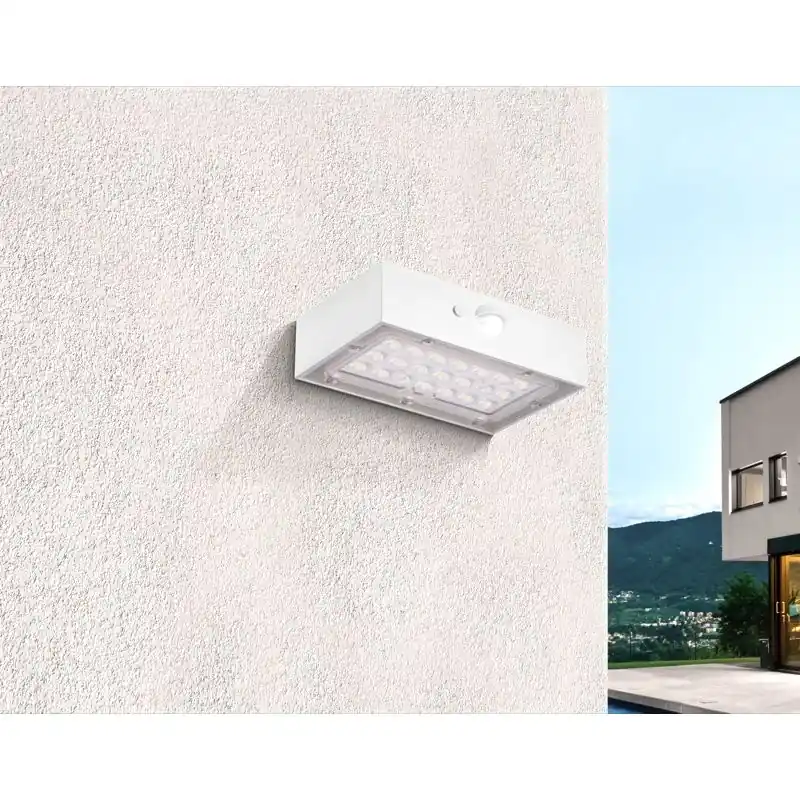 Century Italia Domino MINI - buiten wandlamp op zonne-energie met sensor - 9 x 3,5 x 13,7 cm - 3W LED incl. - IP65 - wit Favoriet