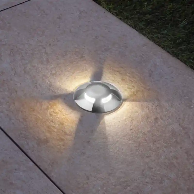 Century Italia Argo - grondspot met 4 vensters - Ø5,8 x 6,5 cm - 0,75W LED incl. - 3000K - IP67 - grijs Veilige Betaling