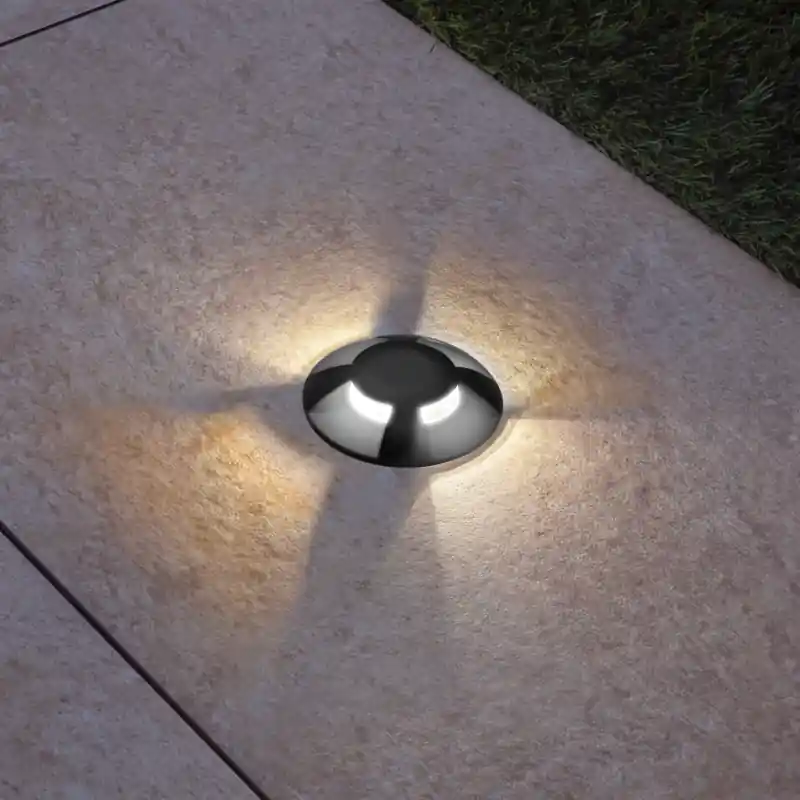Century Italia Argo - grondspot met 4 vensters - Ø5,8 x 6,5 cm - 0,75W LED incl. - 4000K - IP67 - zwart Topkwaliteit