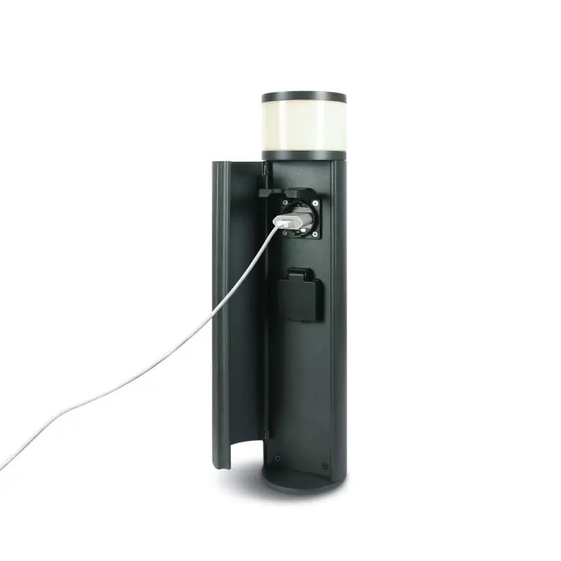 Populair ONE Light Charging Sockets Bollards - tuinpaal met 2 x 1000W Schuko sockets - 10 x 40 cm - 3W LED incl. - IP44 - antraciet