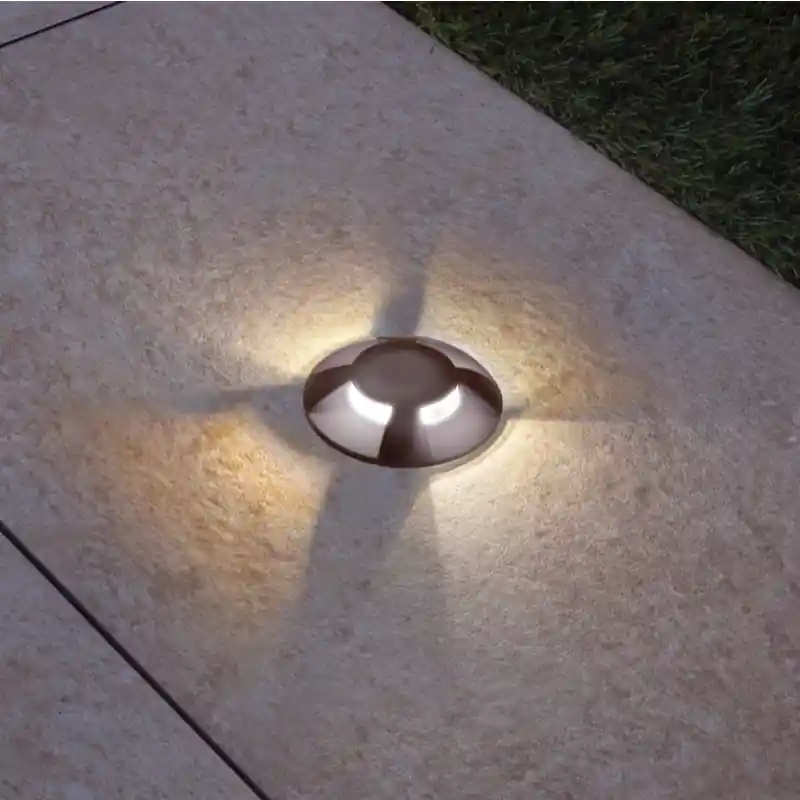 Korting Century Italia Argo - grondspot met 4 vensters - Ø 5,8 x 6,5 cm - 0,75W LED incl. - 4000K - IP67 - bruin