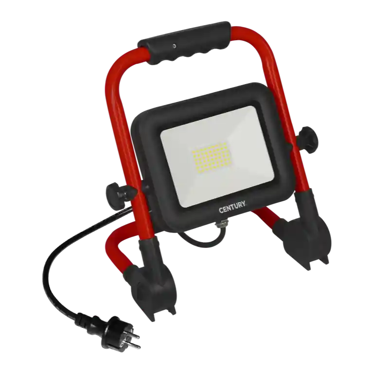 Century Italia Rework - draagbare verstraler - 25 x 43 x 40 cm - 100W LED incl. - IP65 - 4000K - zwart en rood Nieuw Model