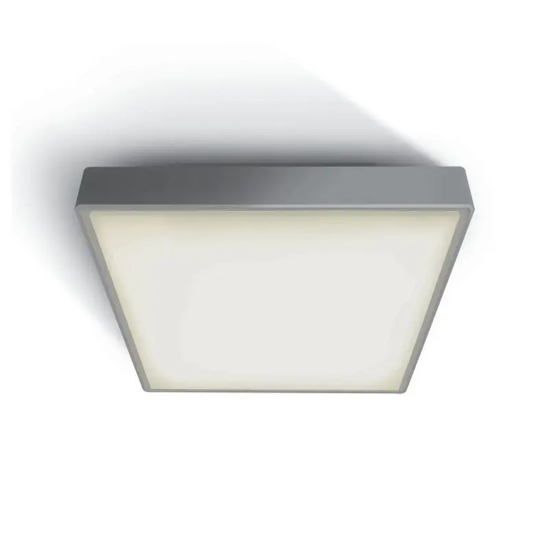 ONE Light E27 Plafo Outdoor Square - buiten plafondverlichting - 22,1 x 22,1 x 9,3 cm - IP65 - grijs Authentiek