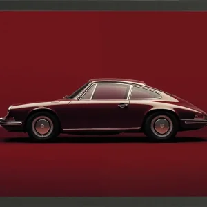 Art Print Vintage Porsche Red Flitsaanbieding