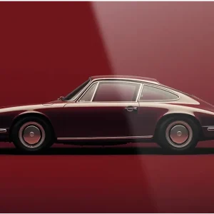 Aanbieding Glasschilderij Vintage Porsche Red