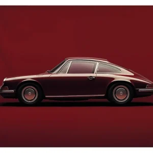 Wandkleed Vintage Porsche Red Alleen Vandaag