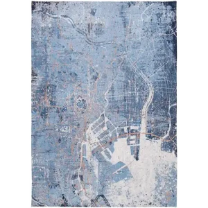 Vloerkleed Conductive Blue 9314 Cities | Louis de Poortere Ambachtelijk