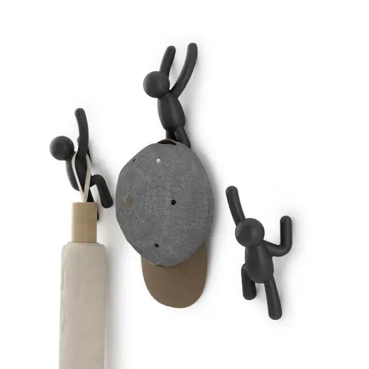 Laatste Versie Umbra Ophanghaak Buddy - Set Van 3 Stuks - Zwart - Circa16x7cm