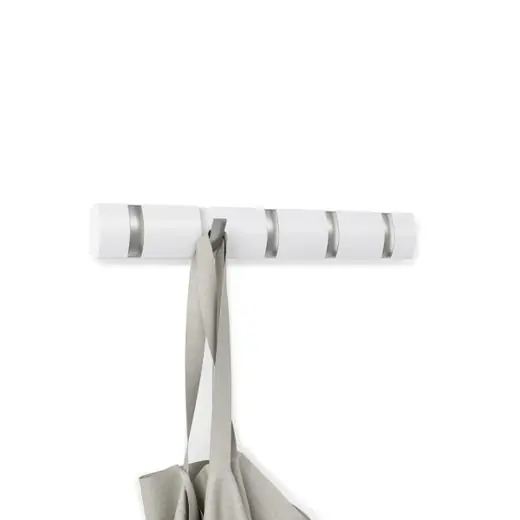 Koop Online Umbra Wandkapstok Flip - 5 Haken - Inklapbaar - Wit - 51x6x3cm